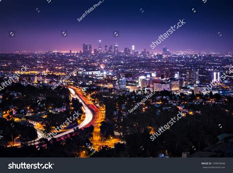 View Of Downtown Los Angeles From The Hollywood Hills Interstate 101