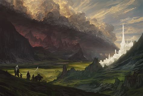 Noah Bradley Fantastic World Castles Sky Clouds Hd Wallpaper