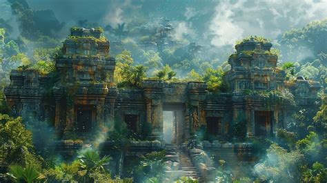 Premium Photo | An Ancient Temple Nestled Amidst Lush Wallpaper