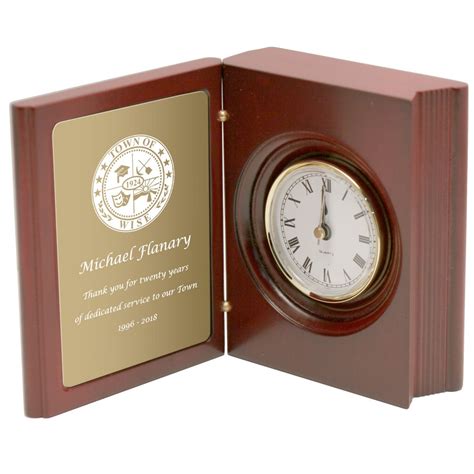 Achievement Book Clock With Brass Engraving Plate