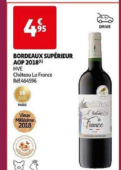 Promo Bordeaux Supérieur Aop 2018 Hve Château La France chez Auchan