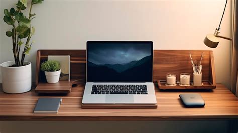 Premium AI Image | A Photo of a minimalistic computer desk setup with a ...