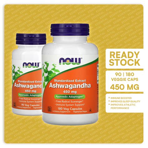 [ready Stock] Now Foods Standardized Extract Ashwagandha 450 Mg