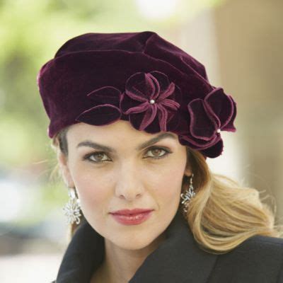 Floral Velvet Dress Hat Purple Classy Hats Hats For Women Velvet Hat