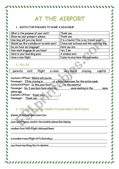 At The Airport Esl Worksheet By 161070 Vocabulary Worksheets Esl