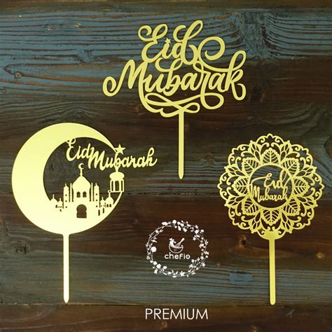 Jual Limited Chefio Cake Topper Lebaran Eid Mubarak Idul Fitri