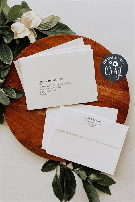 Minimalist Envelope Address Template Printable Wedding Etsy Australia