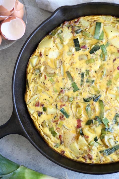 6 Ingredient Leek Bacon Potato Frittata