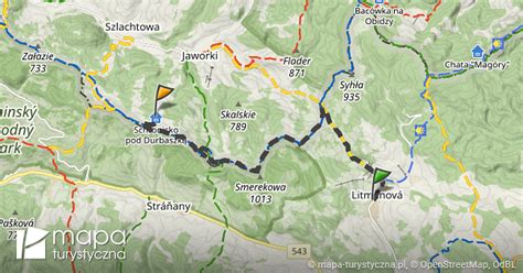 Trasa Litmanová kościół Schronisko pod Durbaszką mapa turystyczna pl