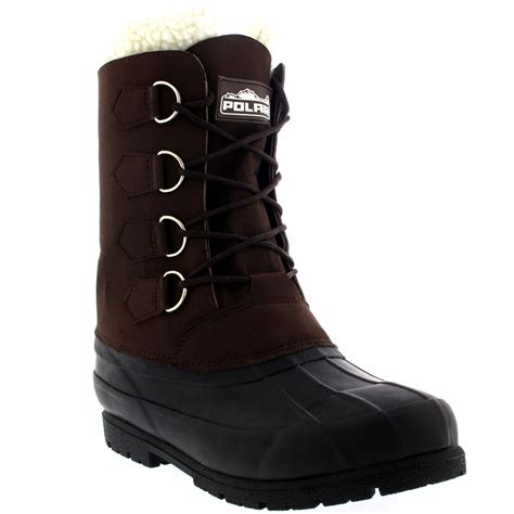 Mens Winter Wool Lined 100 Rubber Duck Sole Warm Casual Snow Boots All Sizes Ebay