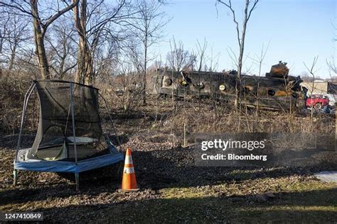 Wreckage from the Norfolk Southern train derailment near the backyard ...