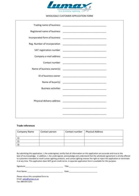 Free 4 Wholesale Application Form Templates Pdf Free Customer