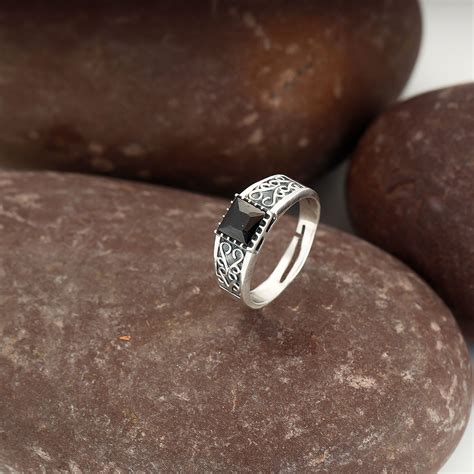 Buy Giva Sterling Silver Black Stone Ring For Mens Online