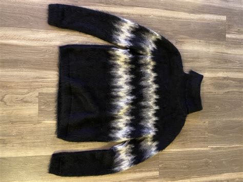 Saint Laurent Paris Intarsia Mohair Blend Turtleneck Sweater In Black