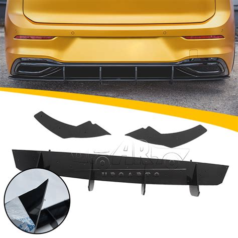 Carbon Fiber Shiny Black Rear Blade Diffuser Bumper Kit With Rear Side