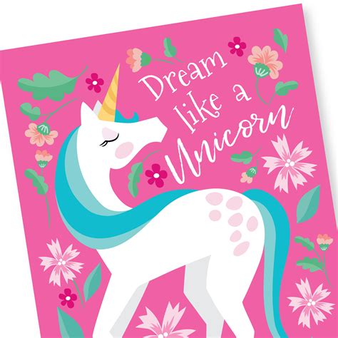 Unicorn Art Print Dream Like A Unicorn Pink Unicorn Wall Decor