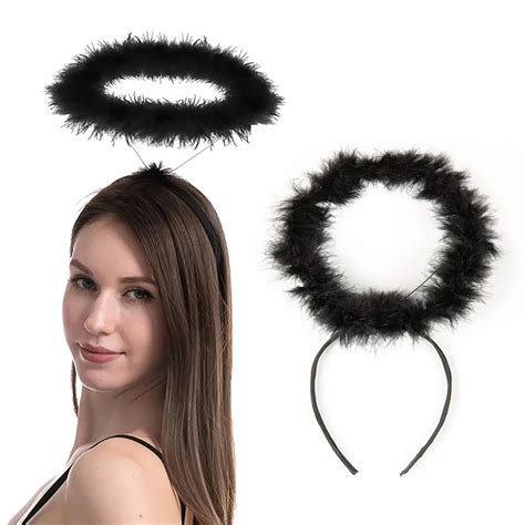 Angel Halo Headband Black White Feather Angel Headband Christmas