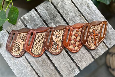 Tooled Leather Handmade Pancake Knife Sheaths Etsy