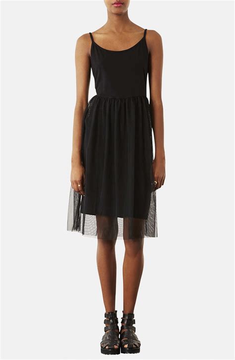 Topshop Tulle Strappy Midi Dress In Black Lyst