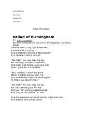 Ballad of Birmingham Poem Questions - Simon Lugo - Ballad of Birmingham ...