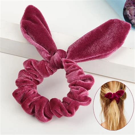 1 Or 3 Pcs Velvet Scrunchies Hair Bow Band Solid Color Hair Scrunchies