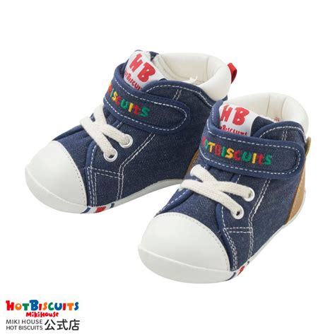 HOT BISCUITS ミキハウス ファーストシューズ かかと顔ドン デニム ファーストベビーシューズ 靴 くつ 紺 cm cm cm cm cm ホットビス