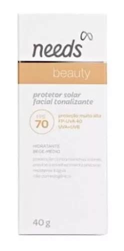 Protetor Solar Facial Needs Beauty Bege Médio Fps70 40g Parcelamento