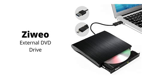 Ziweo External DVD Drive USB 3 0 Type C CD Burner Portable CD DVD