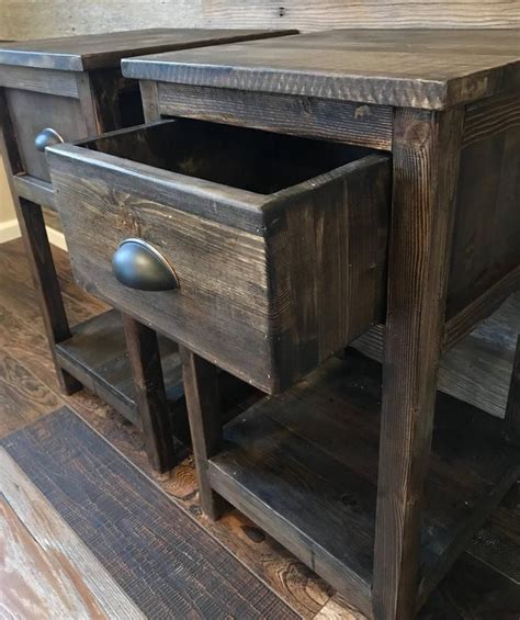 Rustic End Tables Set Of Two Etsy Rustic End Tables Wood Pallet