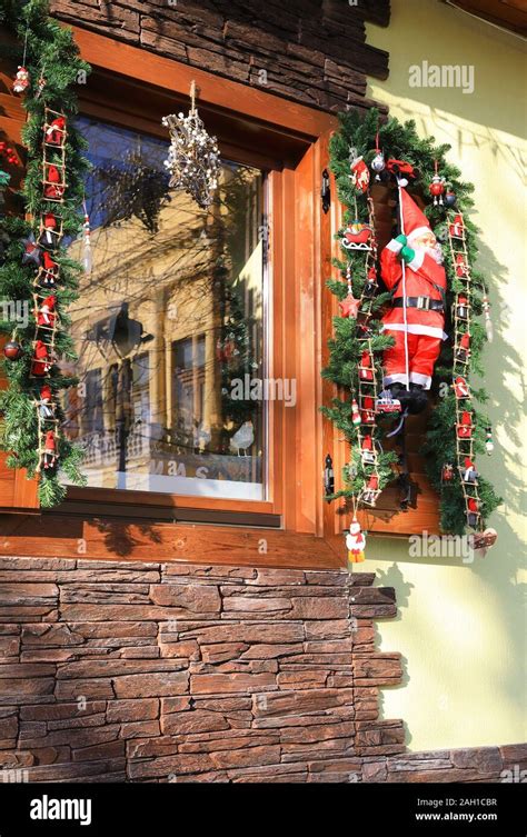 Christmas decorations on house on pretty Strada Cetatii, in the old ...