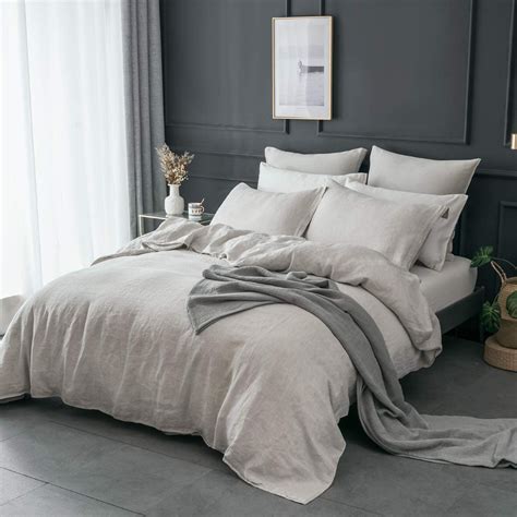 PHF 100 Washed French Flax Linen Duvet Cover Set King Size