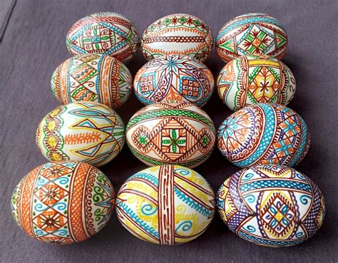 Set Of 12 Real Ukrainian Handmade Pysanky Easter Egg Ukraine Osterei