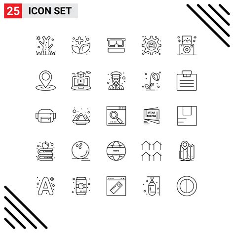 Stock Vector Icon Pack of 25 Line Signs and Symbols for camera
