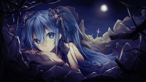 Hình Nền Hình Minh Họa Tóc Dài Anime Cô Gái Vocaloid Hatsune Miku Bóng Tối Ảnh Chụp Màn