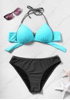 Solid Halter Sexy Bikini Set Bellelily