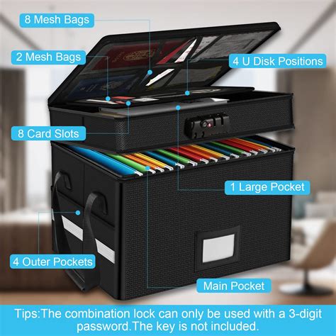 Snapklik.com : Fireproof Document Box Safe For Home, 2 Layer Lock File Box