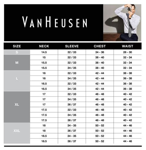 Van Heusen Dress Shirt Size Chart