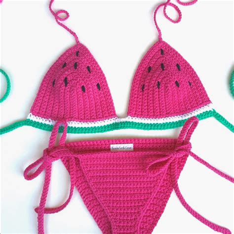 Crochet Pink Watermelon Bikini Set