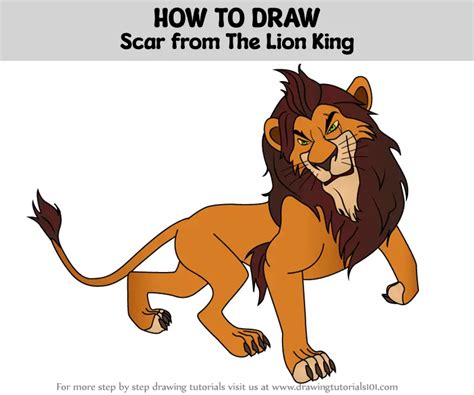 How To Draw Scar From The Lion King The Lion King Step By Step