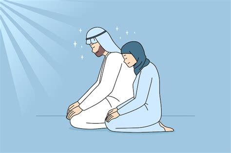 Premium Vector Muslim Man And Woman Praying