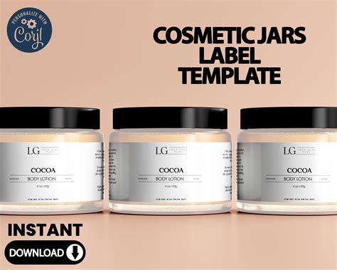 Editable Minimal Cosmetic Jars Label Template Diy Beauty Etsy