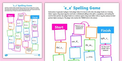 E E Spelling Board Game Profesor Hizo Twinkl