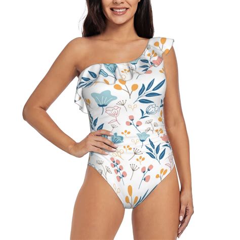 Goofa Tulips Flowers Pattern Women's One Piece Swimsuits Tummy Control