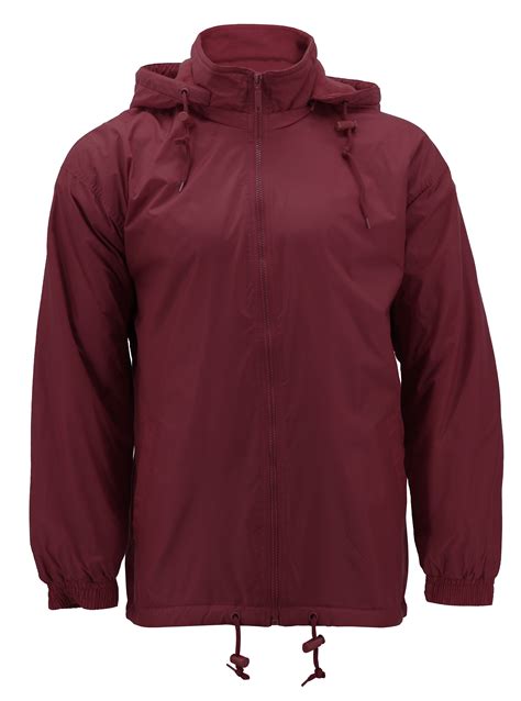 Men S Water Resistant Polar Fleece Lined Hooded Windbreaker Rain Jacket Burgundy 4xl