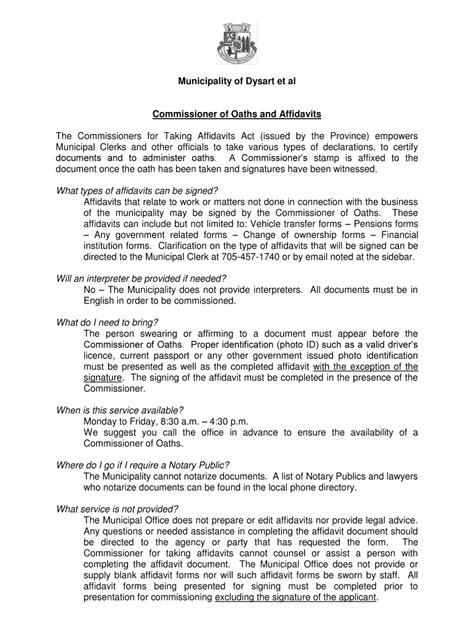 Fillable Online Commissioner Of Oaths And Affidavits Fax Email Print