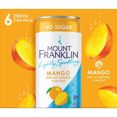 Mount Franklin Lightly Sparkling Water Mango Flavour Cans Ml X