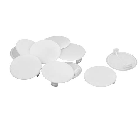 Home Plastic Round Flush Mount Hole Plugs Covers White 38mm Dia 10pcs