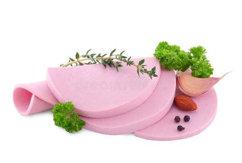 Bologna Slice Piece Boiled Sausage Boiled Sausages Slice Isolated On