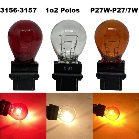 Bombilla Halógena T25 3157 3156 P27/7W Luz Coche P27W 1 Polo o 2 Polos