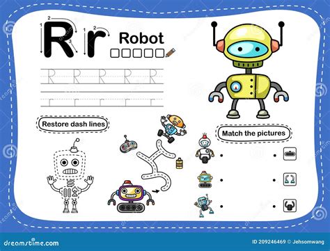 Letra Del Alfabeto Robot Ejercicio Con Vocabulario De Dibujos Animados